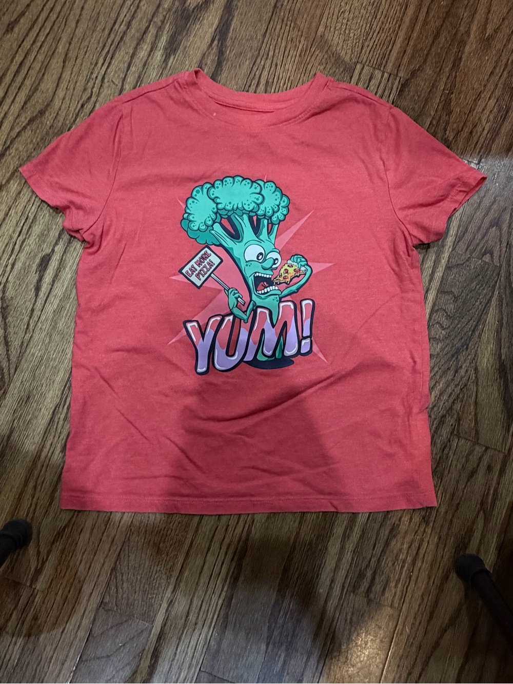 Cat & Jack Coral Graphic Tee with Broccoli 'YUM' Design
